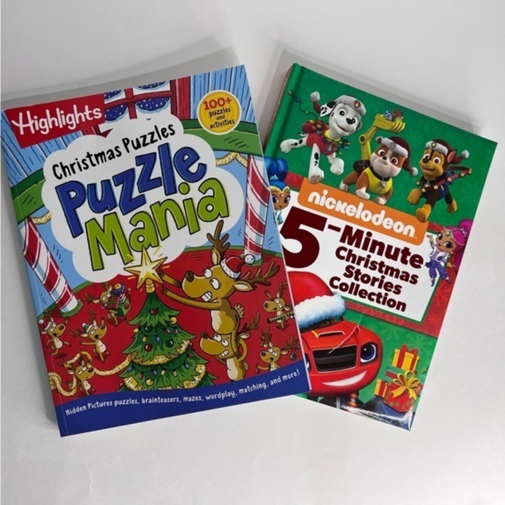 Children's Christmas Books Nickelodeon 5 Minutes Stories Highlights Puzzle Mania